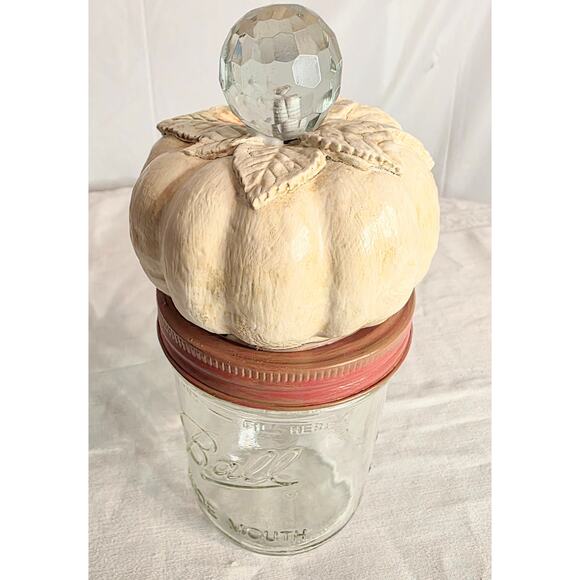 Fall Pumpkin Inspired Glass Pint Jar Seller Designed Thanksgiving Fall Candy Jar - Picture 4 of 6